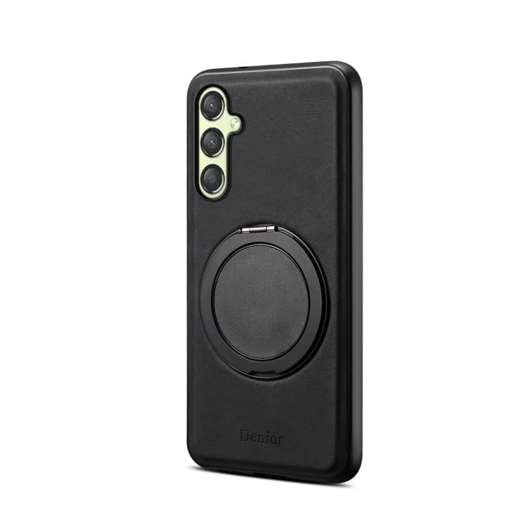 Pour Samsung Galaxy A25 5G Denior A14 Coque Téléphone MagSafe avec Support Rotatif Texture Cuir (Noir)