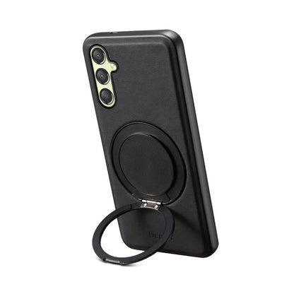 Pour Samsung Galaxy A25 5G Denior A14 Coque Téléphone MagSafe avec Support Rotatif Texture Cuir (Noir)