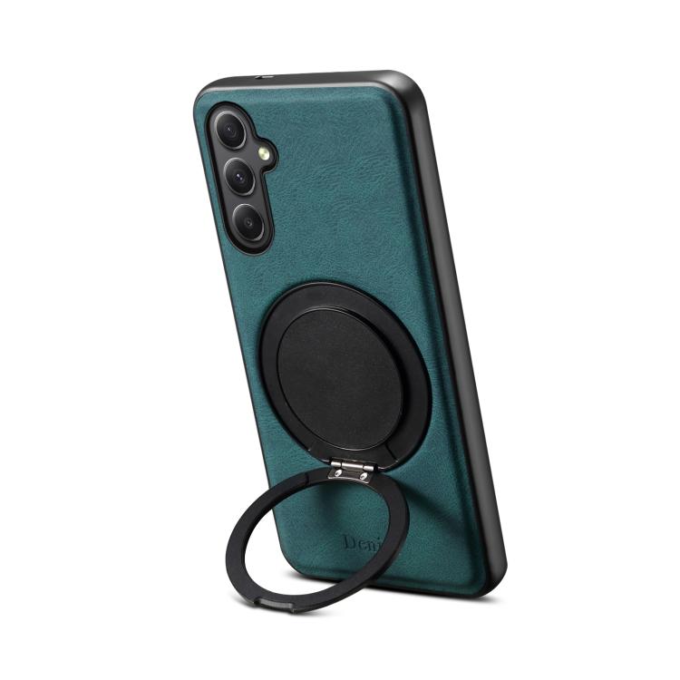 For Samsung Galaxy A35 5G Denior A14 Skin Feel Rotating Holder MagSafe Phone Case(Blue)