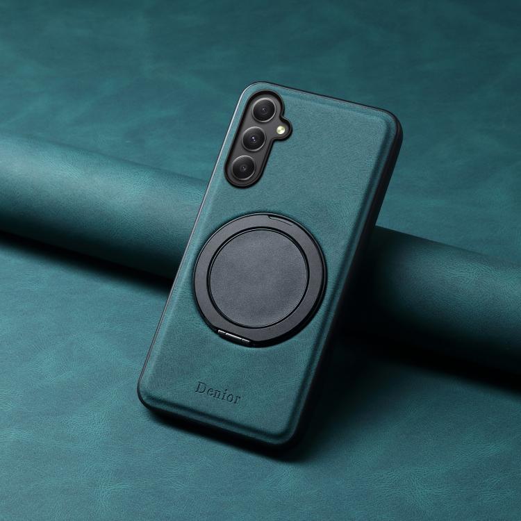 For Samsung Galaxy A35 5G Denior A14 Skin Feel Rotating Holder MagSafe Phone Case(Blue)