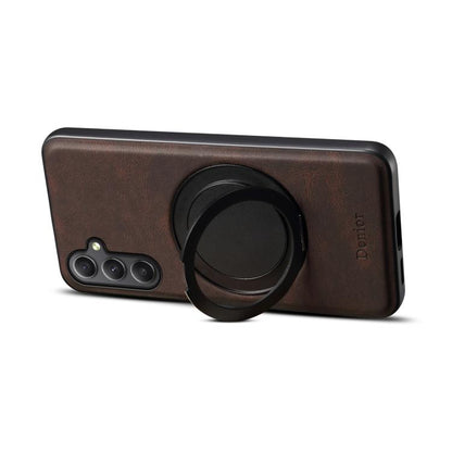 For Samsung Galaxy A35 5G Denior A14 Skin Feel Rotating Holder MagSafe Phone Case(Brown)