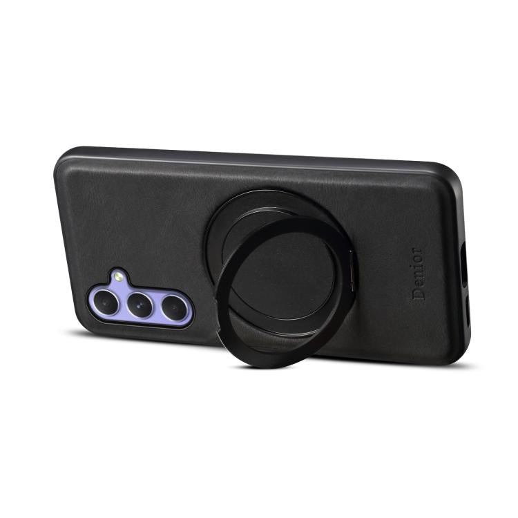 For Samsung Galaxy A55 5G Denior A14 Skin Feel Rotating Holder MagSafe Phone Case(Black)