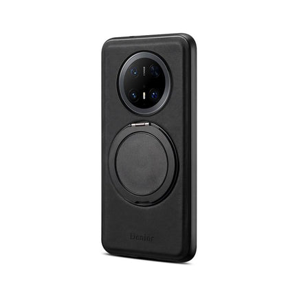 Pour Huawei Mate 70 Pro / 70 Pro+ Étui de téléphone MagSafe avec support rotatif en cuir Denior A14 (Noir)