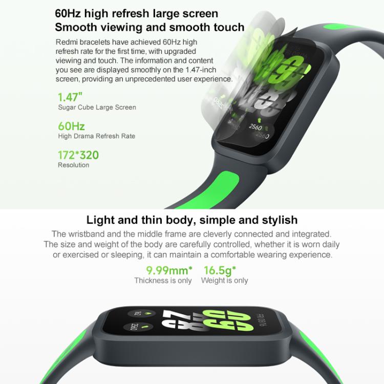 Xiaomi Redmi Band 3 Smart Band, 1.47 inch, Heart Rate / Blood Oxygen Health Monitoring(Black)