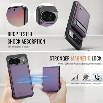 For Google Pixel 9 / 9 Pro JEEHOOD J06 British Style RFID MagSafe Card Bag PU Phone Case(Purple)