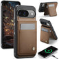 For Google Pixel 9 / 9 Pro JEEHOOD J06 British Style RFID MagSafe Card Bag PU Phone Case(Brown)