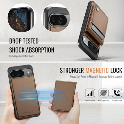 For Google Pixel 9 / 9 Pro JEEHOOD J06 British Style RFID MagSafe Card Bag PU Phone Case(Brown)