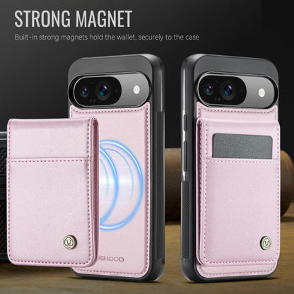 For Google Pixel 9 / 9 Pro JEEHOOD J06 British Style RFID MagSafe Card Bag PU Phone Case(Pink)