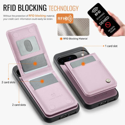 For Google Pixel 9 / 9 Pro JEEHOOD J06 British Style RFID MagSafe Card Bag PU Phone Case(Pink)