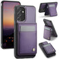Pour Samsung Galaxy A13 4G JEEHOOD J06 Coque de téléphone en PU avec porte-cartes MagSafe RFID style britannique (violet)