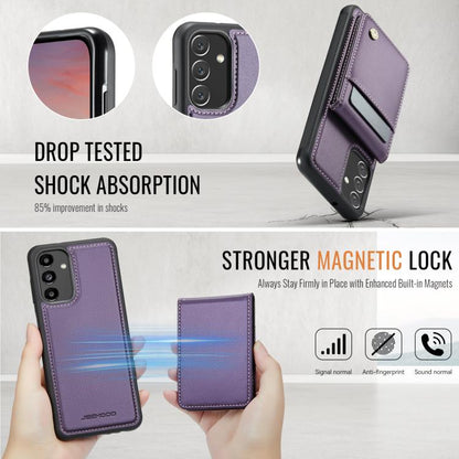 Pour Samsung Galaxy A13 4G JEEHOOD J06 Coque de téléphone en PU avec porte-cartes MagSafe RFID style britannique (violet)