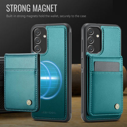 For Samsung Galaxy A13 4G JEEHOOD J06 British Style RFID MagSafe Card Bag PU Phone Case(Green)