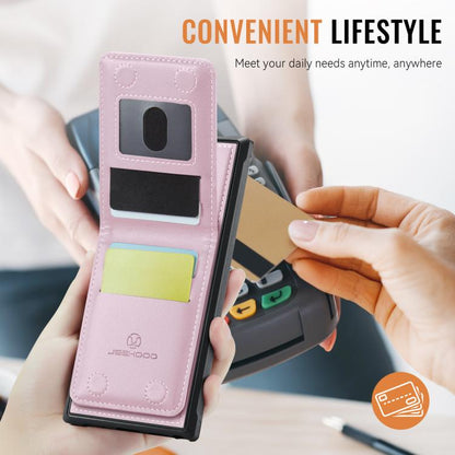 For Samsung Galaxy A13 4G JEEHOOD J06 British Style RFID MagSafe Card Bag PU Phone Case(Pink)