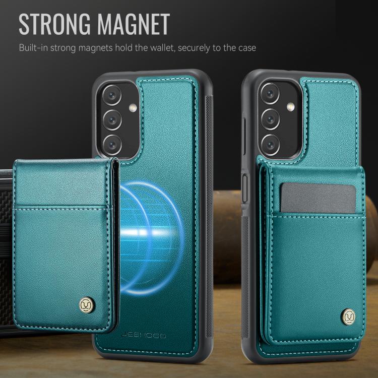 For Samsung Galaxy A13 5G JEEHOOD J06 British Style RFID MagSafe Card Bag PU Phone Case(Green)