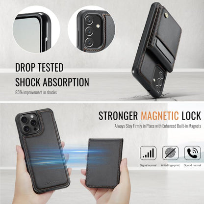 Pour Samsung Galaxy A13 5G JEEHOOD J06 Étui de téléphone en PU avec sac pour cartes RFID MagSafe de style britannique (noir)