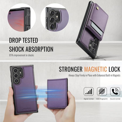 For Samsung Galaxy S23 Ultra 5G JEEHOOD J06 British Style RFID MagSafe Card Bag PU Phone Case(Purple)