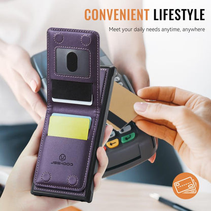 For Samsung Galaxy S23 Ultra 5G JEEHOOD J06 British Style RFID MagSafe Card Bag PU Phone Case(Purple)