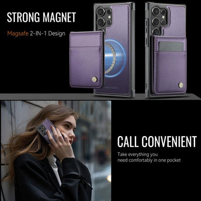 For Samsung Galaxy S23 Ultra 5G JEEHOOD J06 British Style RFID MagSafe Card Bag PU Phone Case(Purple)