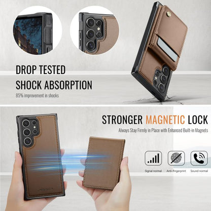 For Samsung Galaxy S23 Ultra 5G JEEHOOD J06 British Style RFID MagSafe Card Bag PU Phone Case(Brown)