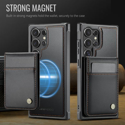 For Samsung Galaxy S23 Ultra 5G JEEHOOD J06 British Style RFID MagSafe Card Bag PU Phone Case(Black)