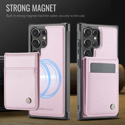 For Samsung Galaxy S23 Ultra 5G JEEHOOD J06 British Style RFID MagSafe Card Bag PU Phone Case(Pink)