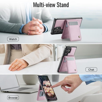 For Samsung Galaxy S24 Ultra 5G JEEHOOD J06 British Style RFID MagSafe Card Bag PU Phone Case(Pink)