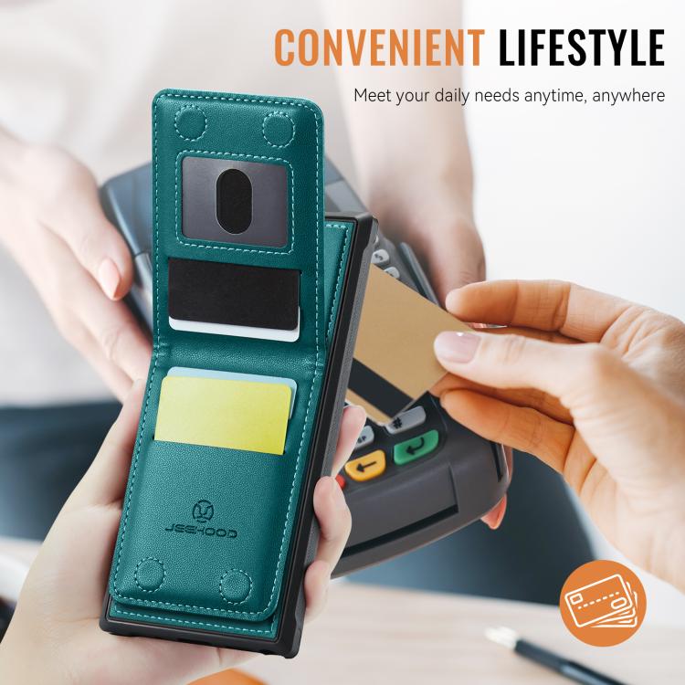 Pour Samsung Galaxy S25 Ultra 5G JEEHOOD J06 Étui de téléphone en PU avec porte-cartes RFID MagSafe style britannique (vert)