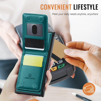 Pour Samsung Galaxy S25 Ultra 5G JEEHOOD J06 Étui de téléphone en PU avec porte-cartes RFID MagSafe style britannique (vert)