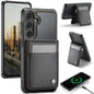 For Samsung Galaxy S25 5G JEEHOOD J06 British Style RFID MagSafe Card Bag PU Phone Case(Black)