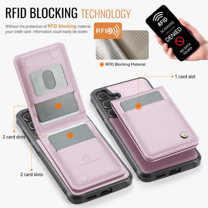 Pour Samsung Galaxy S25+ 5G JEEHOOD J06 Étui de Téléphone en PU Style Britannique RFID MagSafe Porte-Cartes (Rose)