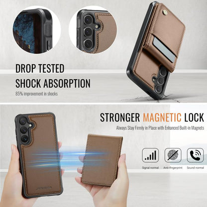 For Samsung Galaxy S24+ 5G JEEHOOD J06 British Style RFID MagSafe Card Bag PU Phone Case(Brown)