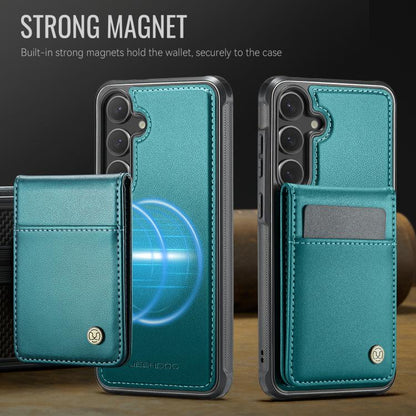 For Samsung Galaxy S24 5G JEEHOOD J06 British Style RFID MagSafe Card Bag PU Phone Case(Green)