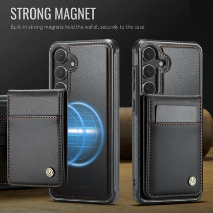 For Samsung Galaxy S24 5G JEEHOOD J06 British Style RFID MagSafe Card Bag PU Phone Case(Black)