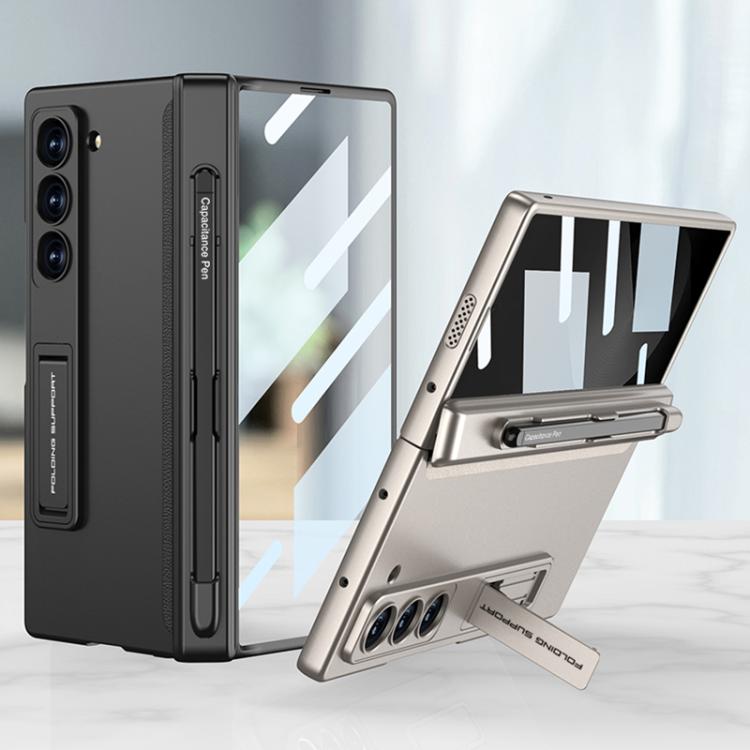 For Samsung Galaxy Z Fold6 Slim GKK Integrated Full Coverage Magnetic Fold Phone Case with Pen Slot / Pen(Black)