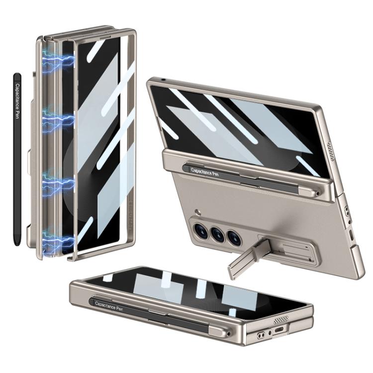 For Samsung Galaxy Z Fold6 Slim GKK Integrated Full Coverage Magnetic Fold Phone Case with Pen Slot / Pen(Titanium Gray)