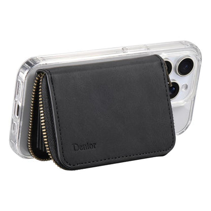 Denior V17 Skin Feel MagSafe RFID Zipper Wallet Card Bag Case(Black)