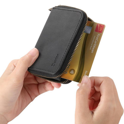 Denior V17 Skin Feel MagSafe RFID Zipper Wallet Card Bag Case(Black)