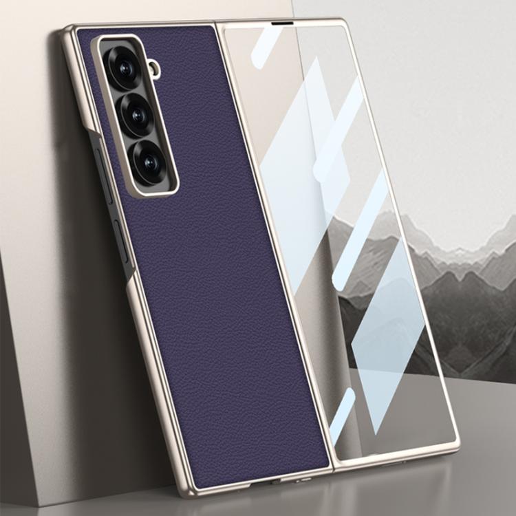 For Samsung Galaxy Z Fold6 Slim GKK Integrated Metal Paint Skin Feel Leather Full Coverage Phone Case(Carbon Fibre)