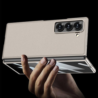 For Samsung Galaxy Z Fold6 Slim GKK Integrated Metal Paint Skin Feel Leather Full Coverage Phone Case(Black)