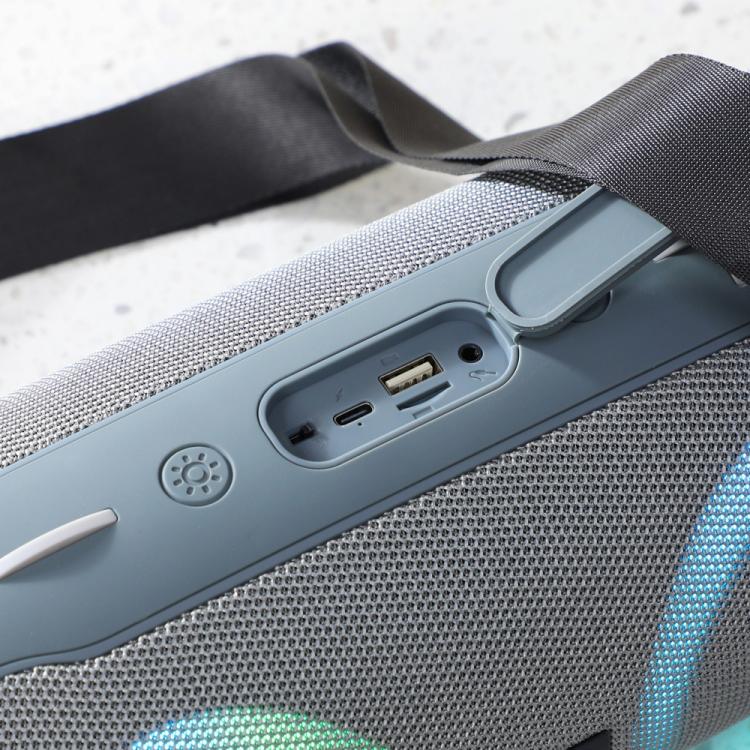 T&G TG676 30W Music Battle Drum Portable Strap Bluetooth Speaker with RGB Light(Grey)