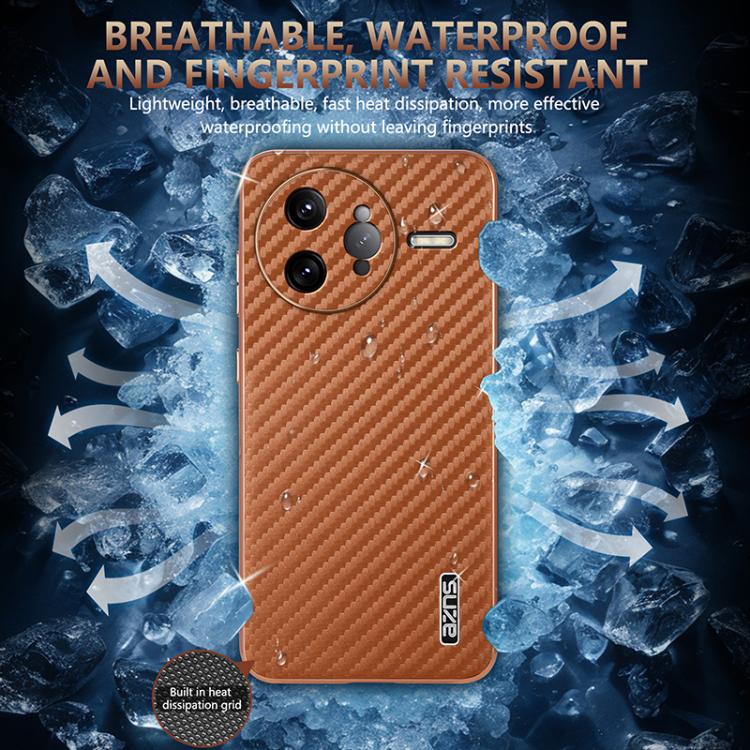 For Redmi K80 Pro AZNS Electroplated Edge Carbon Fiber Texture Phone Case(Black)