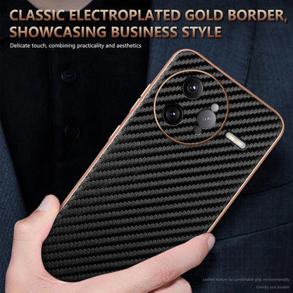 For Redmi K80 Pro AZNS Electroplated Edge Carbon Fiber Texture Phone Case(Brown)