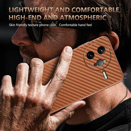 For Redmi K80 Pro AZNS Electroplated Edge Carbon Fiber Texture Phone Case(Brown)