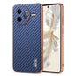 Pour Redmi K80 Pro AZNS Coque de téléphone en fibre de carbone à bordure galvanisée (bleu)