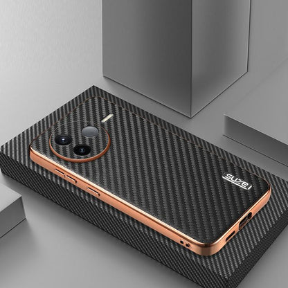 For Redmi K80 AZNS Electroplated Edge Carbon Fiber Texture Phone Case(Black)