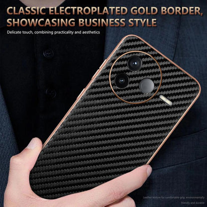 For Redmi K80 AZNS Electroplated Edge Carbon Fiber Texture Phone Case(Black)