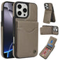 Pour iPhone 16 Pro Max Étui de téléphone en cuir avec porte-cartes à rabat vertical AwQuer (Gris)