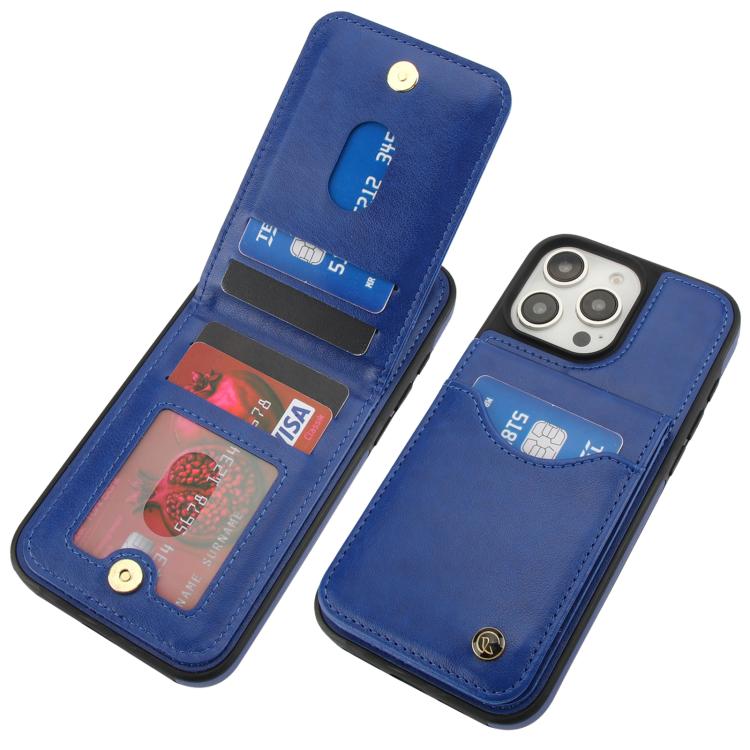 For iPhone 16 Pro Max AwQuer Vertical Flip Card Bag Holder Leather Phone Case(Blue)