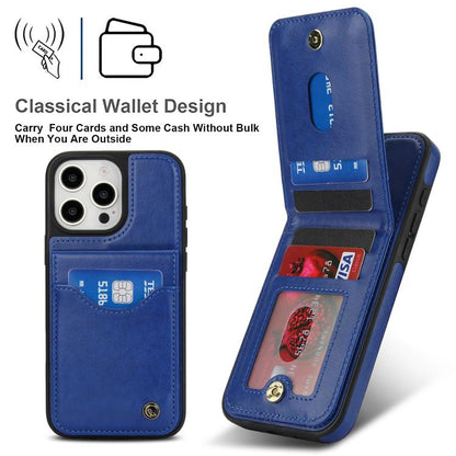For iPhone 16 Pro Max AwQuer Vertical Flip Card Bag Holder Leather Phone Case(Blue)