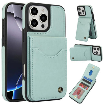 For iPhone 16 Pro Max AwQuer Vertical Flip Card Bag Holder Leather Phone Case(Green)